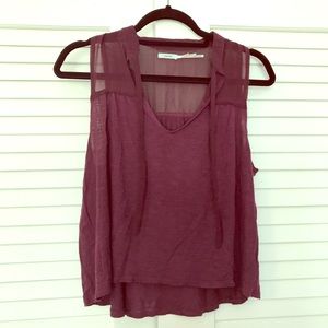 Burgundy Tie Front Tank